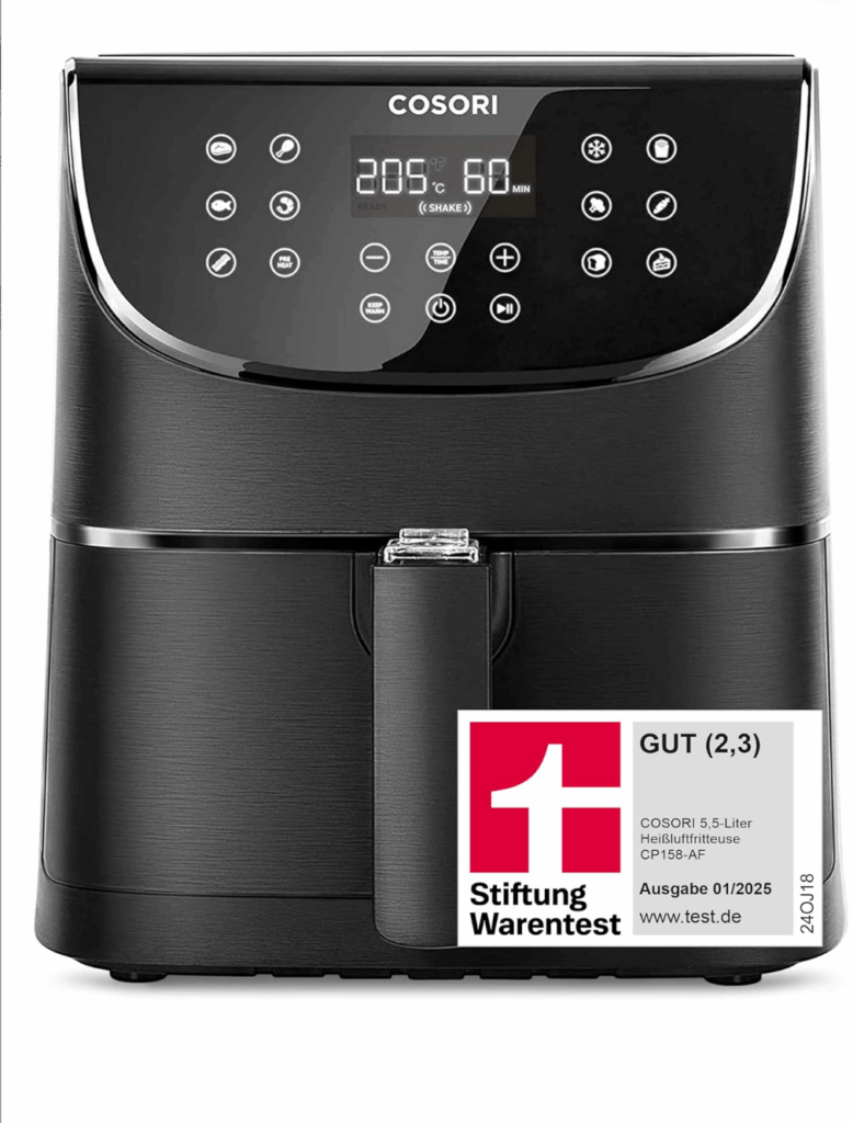Heißluftfritteusen im Test 2025 COSORI Heißluftfritteuse CP158-AF – Testsieger 2024 mit 5,5L Fassungsvermögen, 11 Programmen und Shake-Reminder